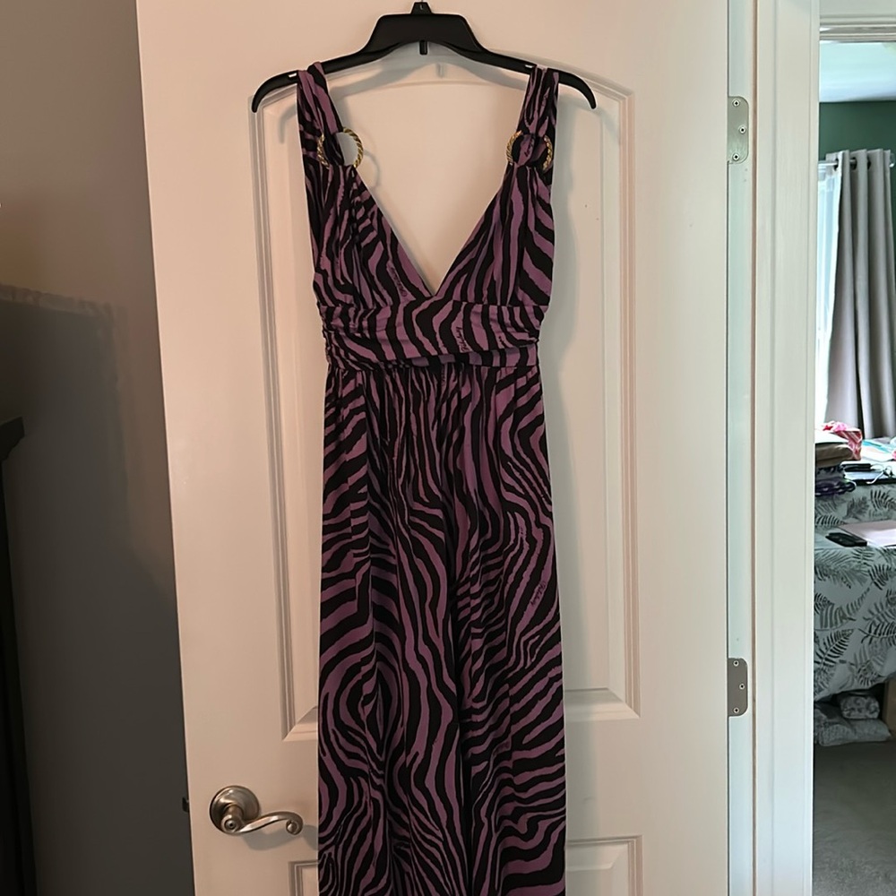 Fabulosity-Purple Zebra Print Maxi Dress, size small